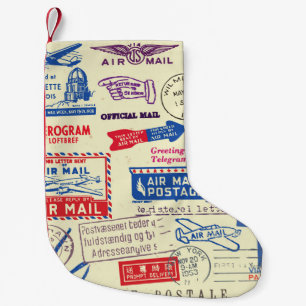 Design des Set für die Vintage Briefmarke. Kleiner Weihnachtsstrumpf