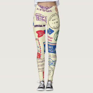 Design des Set für die Vintage Briefmarke. Leggings