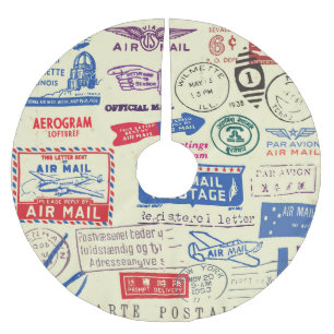 Design des Set für die Vintage Briefmarke. Polyester Weihnachtsbaumdecke