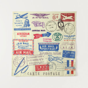 Design des Set für die Vintage Briefmarke. Wandteppich