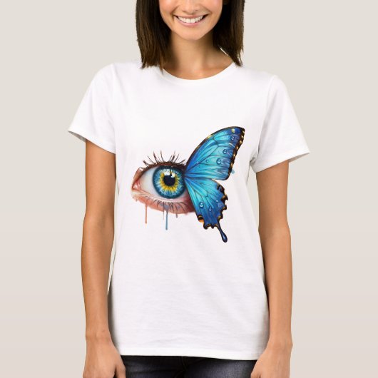 Design des T - Shirt von Augen und Schmetterlingen (Vorderseite)