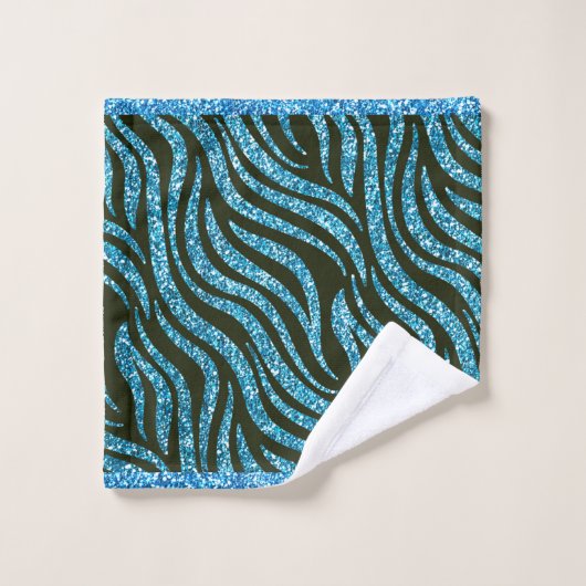 Design des Tiger Stripe Blue Glitzer Badhandtuch Set (Waschlappen)