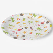 Design des tropischen Sommerstrand Pappteller (Schrägansicht)