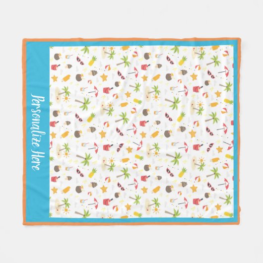 Design des tropischen Sommerstrandes Fleecedecke (Vorderseite (Horizontal))