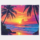 Design des tropischen Sonnenuntergangs Fleecedecke (Vorderseite (Horizontal))