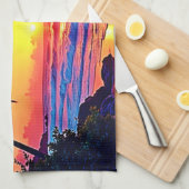 Design des tropischen Sonnenuntergangs Geschirrtuch (Viertel Falte)