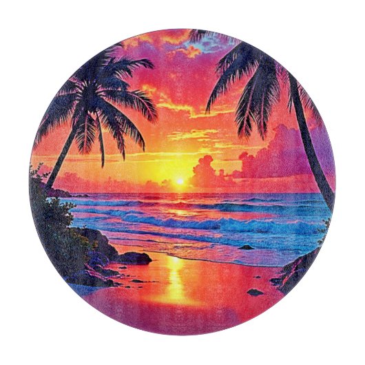 Design des tropischen Sonnenuntergangs Schneidebrett (Vorderseite)