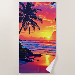 Design des tropischen Sonnenuntergangs Strandtuch
