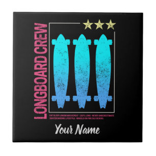 Design des Vintagen Skaters auf der Longboard-Retr Fliese