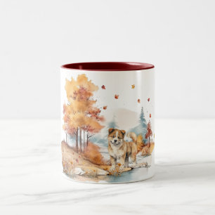 Design des Wasserfarbenfalles - Akita Zweifarbige Tasse