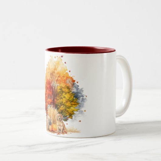 Design des Wasserfarbenfalles - Golden Retriever Zweifarbige Tasse (VorderseiteRechts)
