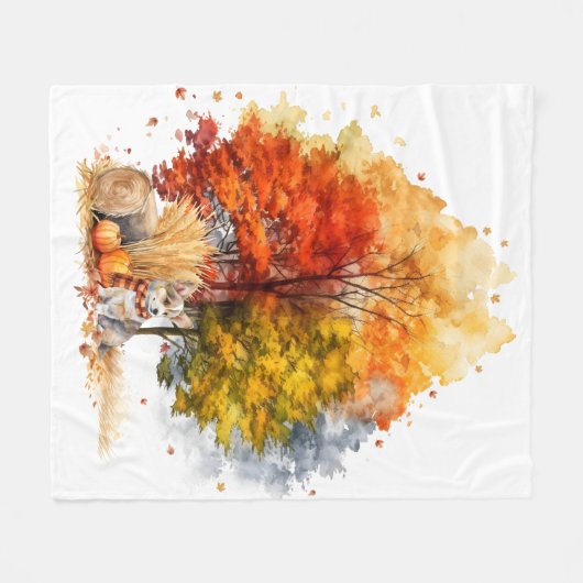 Design des Wasserfarbenfallhundes - Corgi Fleecedecke (Vorderseite (Horizontal))