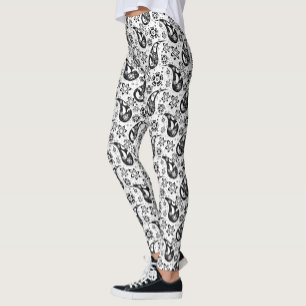 Design des weißen Blumenmusters Leggings
