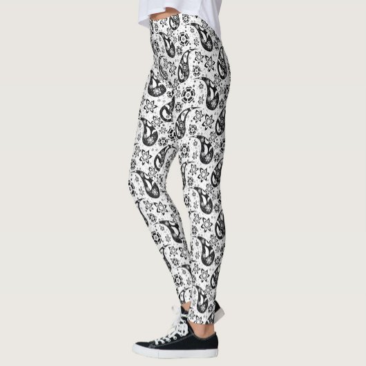 Design des weißen Blumenmusters Leggings