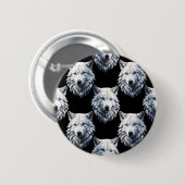 Design des weißen Wolfskopfes Button (Vorne & Hinten)