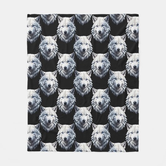 Design des weißen Wolfskopfes Fleecedecke (Vorderseite)