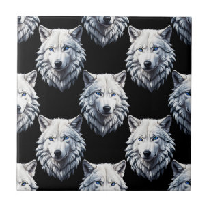 Design des weißen Wolfskopfes Fliese