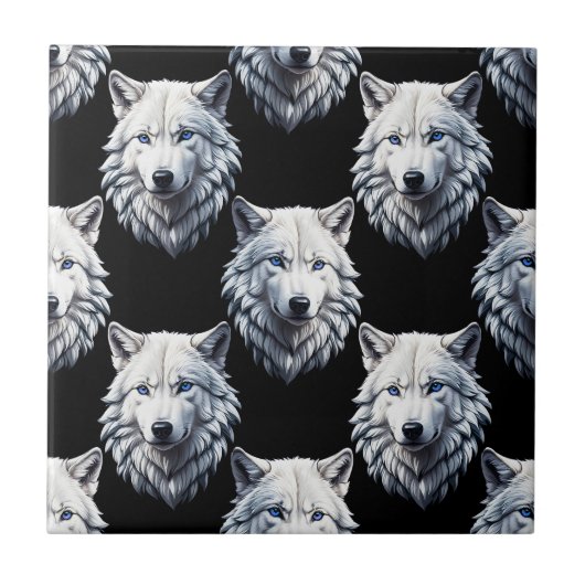 Design des weißen Wolfskopfes Fliese (Vorderseite)