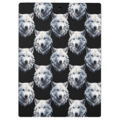 Design des weißen Wolfskopfes Klemmbrett (Rückseite)