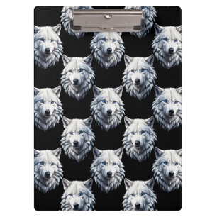 Design des weißen Wolfskopfes Klemmbrett