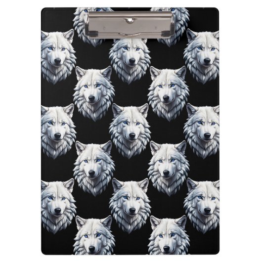 Design des weißen Wolfskopfes Klemmbrett (Vorderseite)