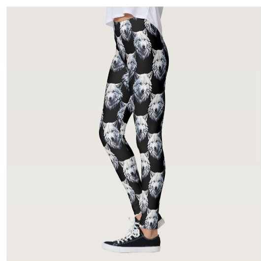 Design des weißen Wolfskopfes Leggings