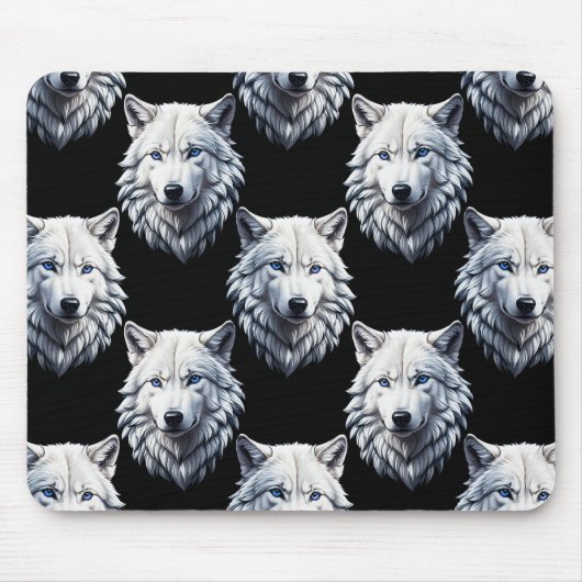 Design des weißen Wolfskopfes Mousepad (Vorne)