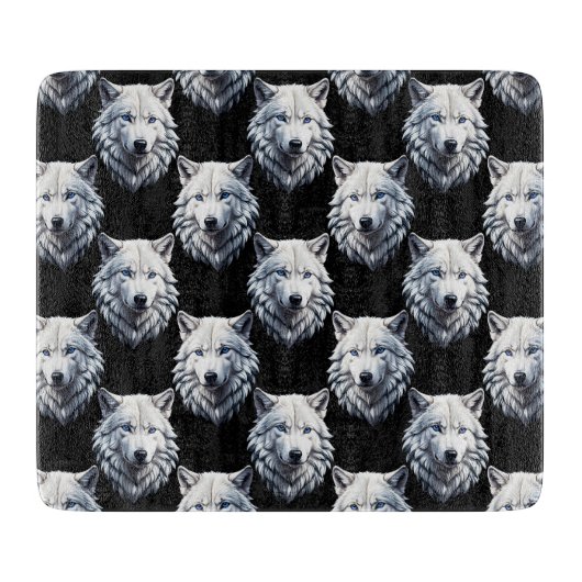 Design des weißen Wolfskopfes Schneidebrett (Vorderseite)