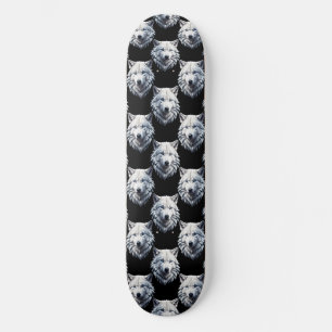 Design des weißen Wolfskopfes Skateboard