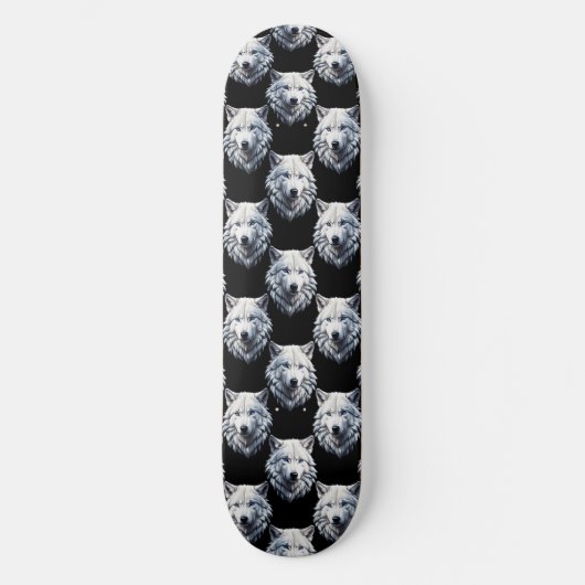 Design des weißen Wolfskopfes Skateboard (Vorderseite)
