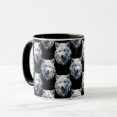 Design des weißen Wolfskopfes Tasse (Vorderseite Links)