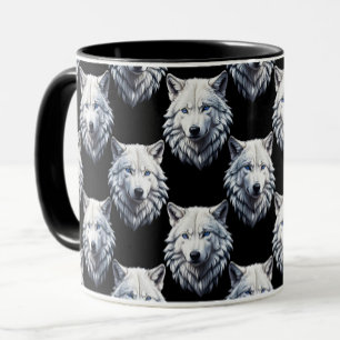 Design des weißen Wolfskopfes Tasse
