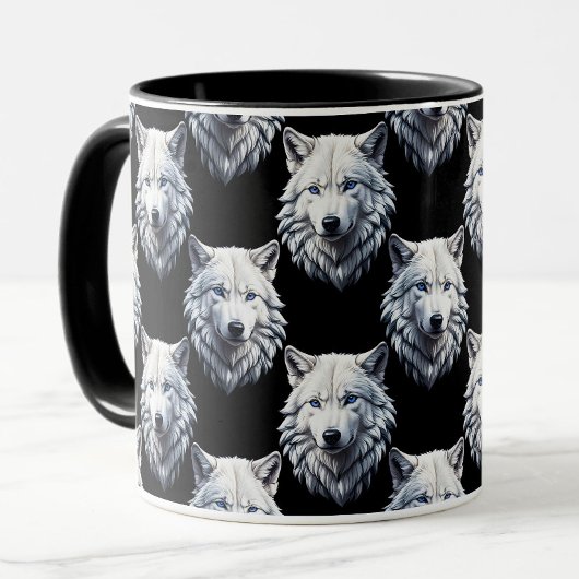 Design des weißen Wolfskopfes Tasse
