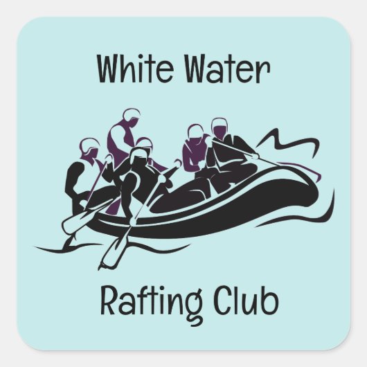 Design des White Water River Rafting Quadratischer Aufkleber (Vorderseite)