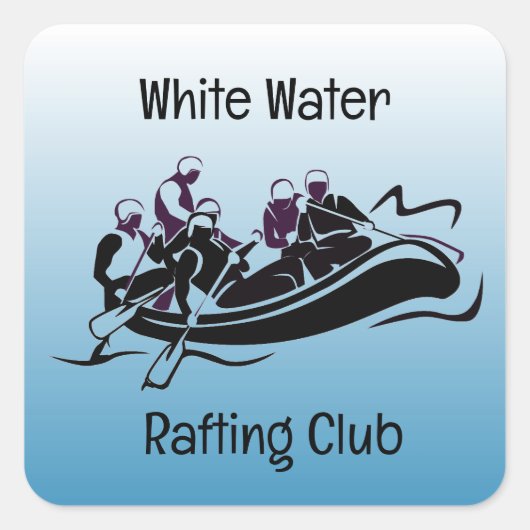 Design des White Water River Rafting Quadratischer Aufkleber (Vorderseite)