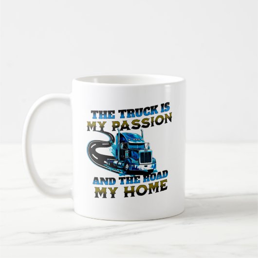 Design des Zuhause-Treibers für die blaue LKW-Gesc Kaffeetasse (Links)