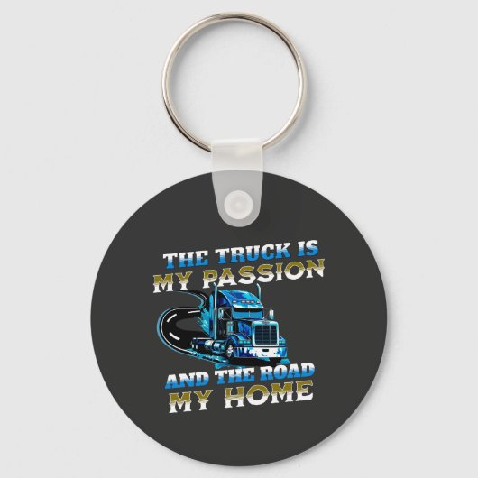 Design des Zuhause-Treibers für die blaue LKW-Gesc Schlüsselanhänger (Vorderseite)
