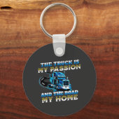 Design des Zuhause-Treibers für die blaue LKW-Gesc Schlüsselanhänger (Vorderseite)