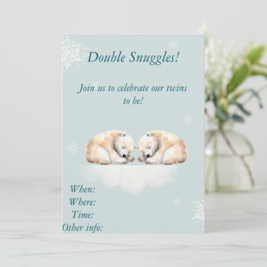 Design des Zwin Baby Duwer Polar Bären Einladung (Stehend Vorderseite)