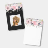 Design Eigene Hübsche Girly Pink Blumengestation Ausweis (Vorder- & Rückseite)