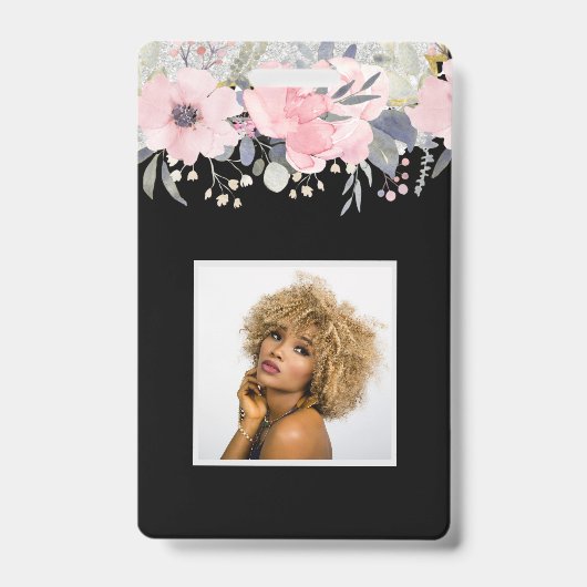 Design Eigene Hübsche Girly Pink Blumengestation Ausweis (Vorderseite)