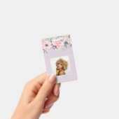 Design Eigene Hübsche Girly Pink Blumengestation Ausweis (Handheld)