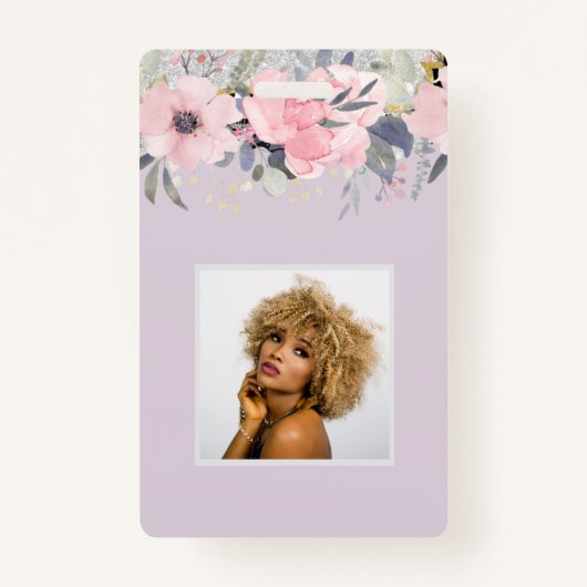 Design Eigene Hübsche Girly Pink Blumengestation Ausweis (Vorderseite)