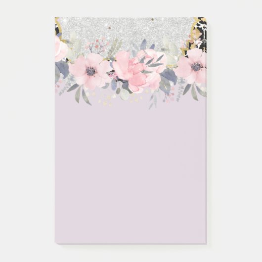 Design Eigene Hübsche Girly Pink Blumengestation Post-it Klebezettel (Vorderseite)