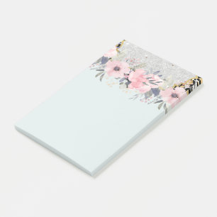 Design Eigene Hübsche Girly Pink Blumengestation Post-it Klebezettel