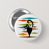 Design einer schwarzen Katze im Stil der Mitte des Button (Vorne & Hinten)
