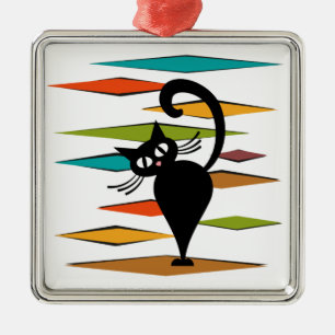 Design einer schwarzen Katze im Stil der Mitte des Ornament Aus Metall