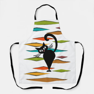 Design einer schwarzen Katze im Stil der Mitte des Schürze