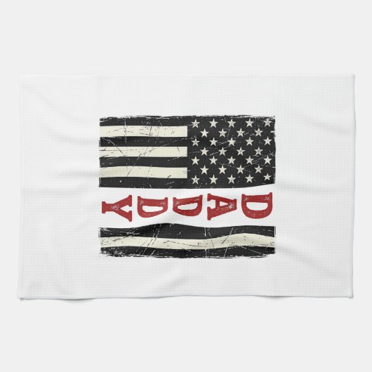Design eines gestressten Daddy American Flag-Shirt Geschirrtuch (Horizontal)