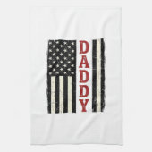 Design eines gestressten Daddy American Flag-Shirt Geschirrtuch (Vertikal)
